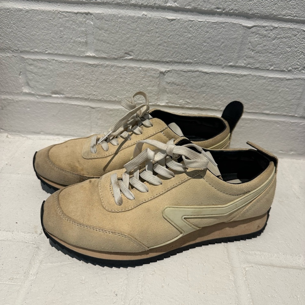 Rag & Bone Tan Retro Runner Sneakers with Suede Upper and Rubber Sole